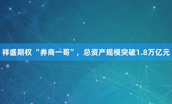 祥盛期权 “券商一哥”，总资产规模突破1.8万亿元