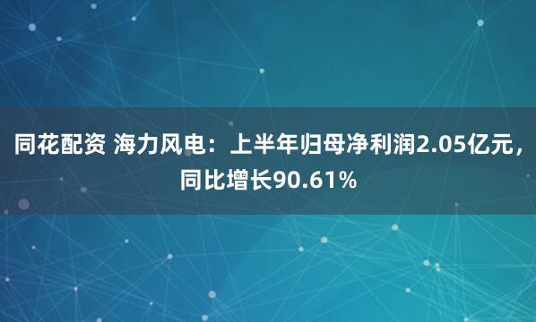 同花配资 海力风电：上半年归母净利润2.05亿元，同比增长90.61%