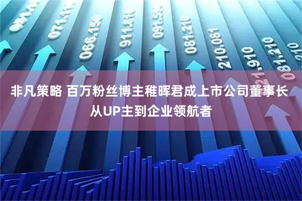 非凡策略 百万粉丝博主稚晖君成上市公司董事长 从UP主到企业领航者