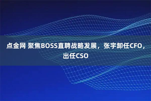 点金网 聚焦BOSS直聘战略发展，张宇卸任CFO，出任CSO